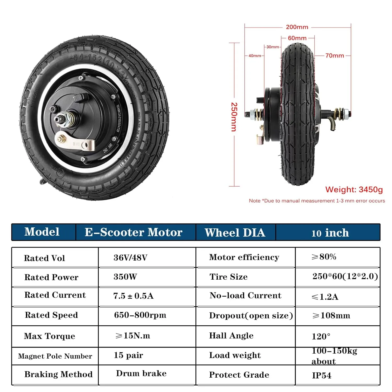 350W Wheel Motor Brushless Gearless Hub Motor E Scooter Conversion Kits (10inch 36V350W) 10inch Electric Scooter Hub Motor Wheel Minnesota hay sow grapple golf wise 36V 