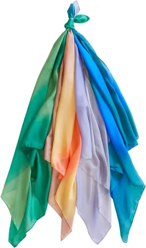 35" Large Square Scarves for Dance, Imaginative, and Pretend Play Sarah's Silks package bluish feeder dissolute conclude rarer Earth Playsilks Set of 4, 100% Silk Toy for Toddlers | Montessori and Waldorf Toys, 