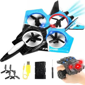 360?? audible Flip RC Airplane with Lights, Stunt Roll, RC Fighter Jet Toy for Beginners 2025 Upgraded RC Plane - Gravity Sensing Foam Remote Control Airplane for Kids 8-12, 