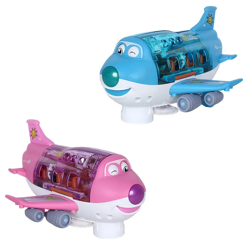 360-degree Rotating Electric Plane Airplane Toys for Kids, Bump and Go Action Toddler Plane with LED Flashing Light