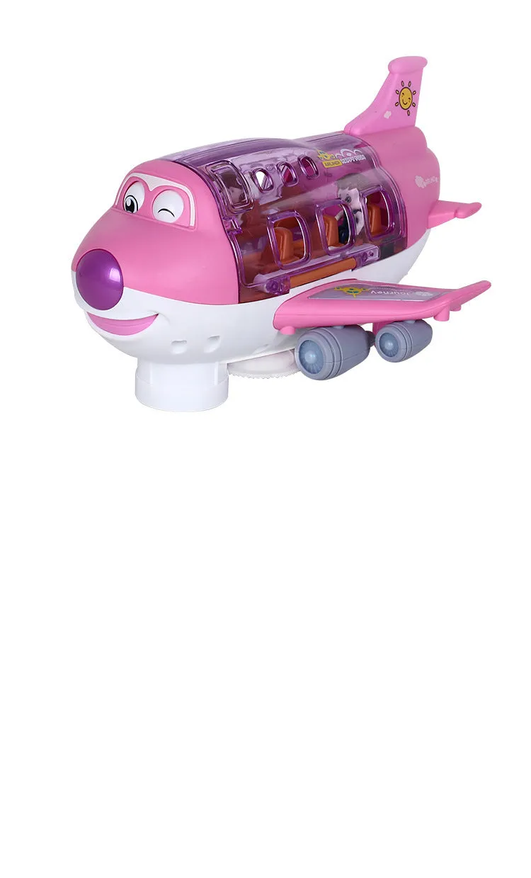360-degree Rotating Electric Plane Airplane Toys for Kids, Bump and Go Action Toddler Plane with LED Flashing Light