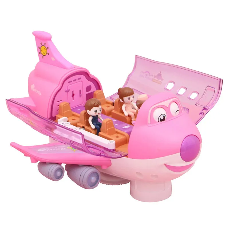 360-degree Rotating Electric Plane Airplane Toys for Kids, Bump and Go Action Toddler Plane with LED Flashing Light