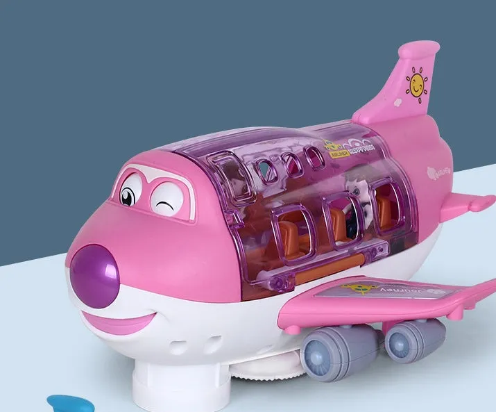 360-degree Rotating Electric Plane Airplane Toys for Kids, Bump and Go Action Toddler Plane with LED Flashing Light
