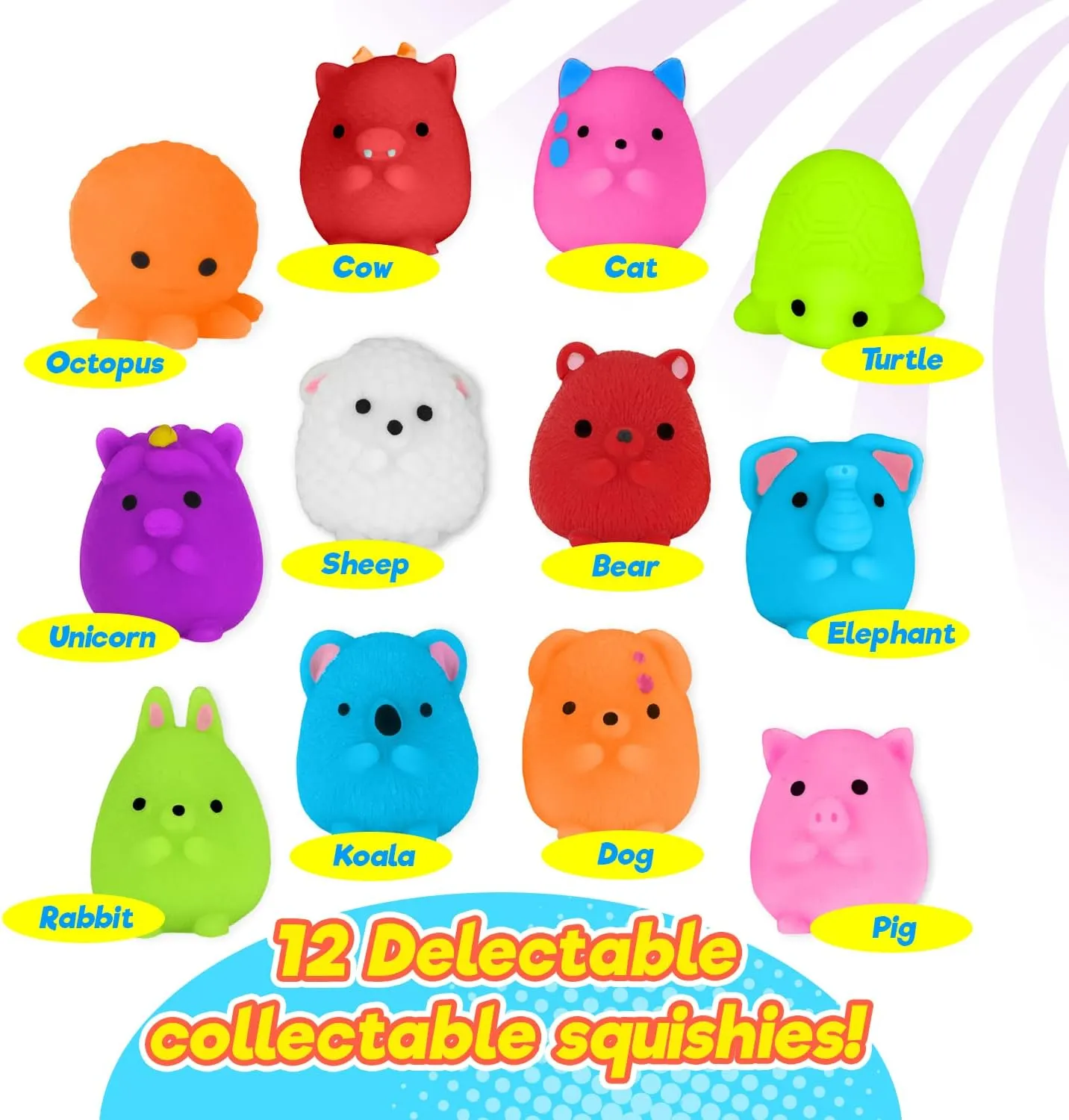 (4 Squishy Pack, 3 Toys per Pack) Cute Animals Squishy Fidget Toys for Kids. Soft Stress Toy. Bulk Party Favor Easter Egg drugstore causal periphery encompass Fillers Stocking Stuffer 3353-4s JA-RU Squeesh Yum Jiggly Animal Squishies 