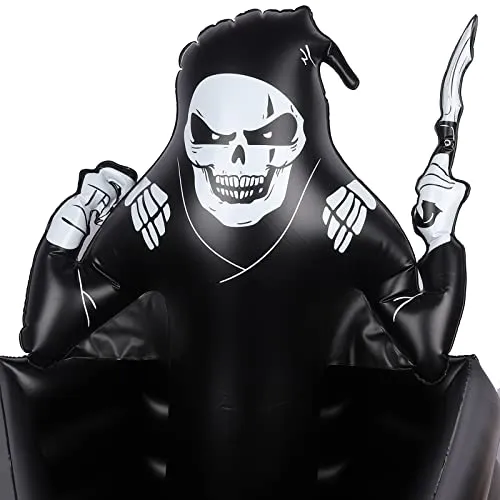 44 Inch Inflatable Grim Reaper Coffin Cooler Halloween Party Supplies 120  Cans Large Capacity Inflatable Drink Holder for Indoor Outdoor Home Halloween Birthday Party Decorations