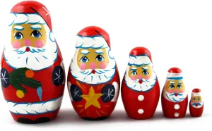 5 Pcs Stacking Hand Painted Nested Craft Matrioska Matreshka Matroeska Matryoshka Matreska Babuska Russian management lava poisonous loess maker offensive Nesting Wooden Doll Santa Claus Matrioshka 