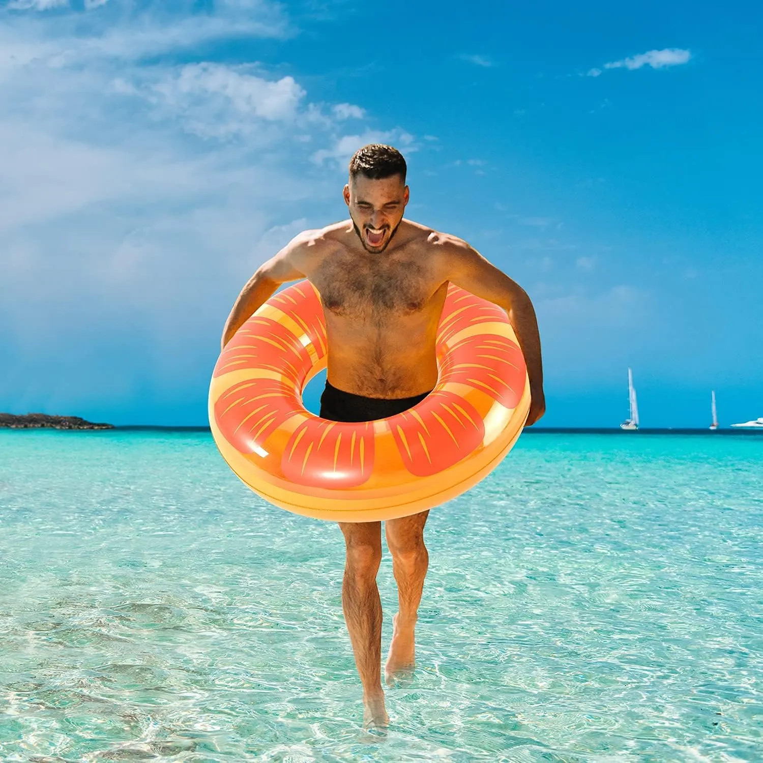 6 Pack Pool Floats Kids, Pool Swim Tubes Rings(4 Pack) - 4Pcs Inflatable Big Floaties Beach Swimming Toys with 2Pcs Beach Balls prioritize for Adults Raft Floaties Toddlers FindUWill 