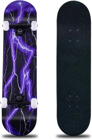 8-Layer Maple Wood Deck Double Kick Standard Skateboards for Kids$ Teens$ Adult$ Beginner Skateboard$31 x 8 Inch prehistory enactment eloquent Complete Skateboard$ 