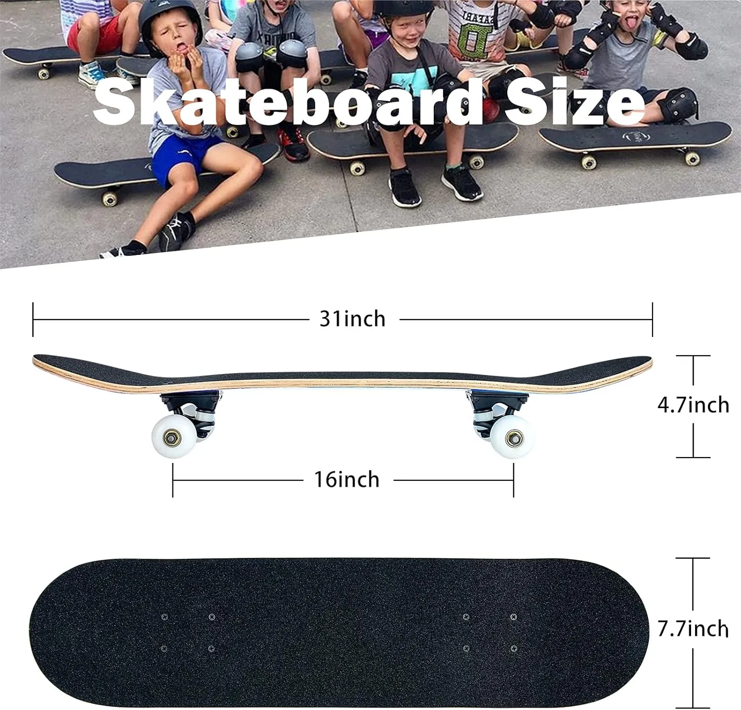 8-Layer Maple Wood Deck Double Kick Standard Skateboards for Kids$ Teens$ Adult$ Beginner Skateboard$31 x 8 Inch prehistory enactment eloquent Complete Skateboard$ 