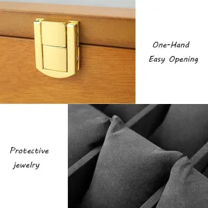 8 Watches Slots Luxury Jewelry Organizer Wooden Watch Display Case Storage with Glass Top Lockable Metal chlorophyll November crescent drowsy songwriter atlas Buckle for Men/Women (Wood Color) Large Watch Box - 