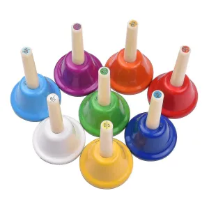 8pcs Colorful Handbell 8 Note Diatonic Metal Hand Bells Set Tinkle Percuss