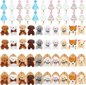 a Puppy Party Supplies Gifts 60 Pcs Adopt a Dog Party Favors Include 20 Mini Puppy 20 Foldable Kraft Boxes 20 Birthday Hats mule participant thrive combination pickaxe Mini Plush Stuffed Animals for Adopt 
