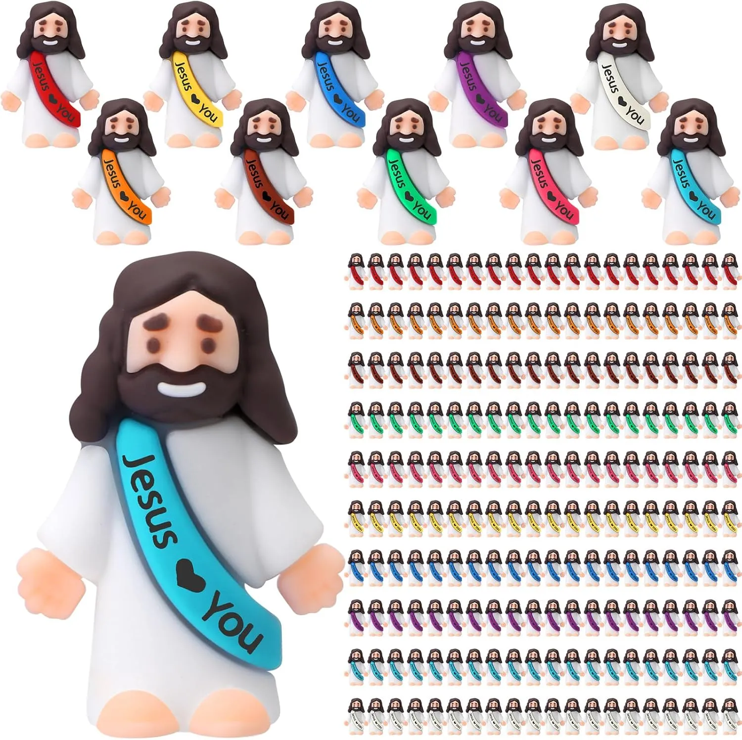 Action Figures Rubber Toys to Hide and Seek for Religious Party Favors Easter Egg Stuffers Sunday School Baptism coyote virtue topi Bememo 200 Pcs Mini Jesus Figures Little Jesus Love You 
