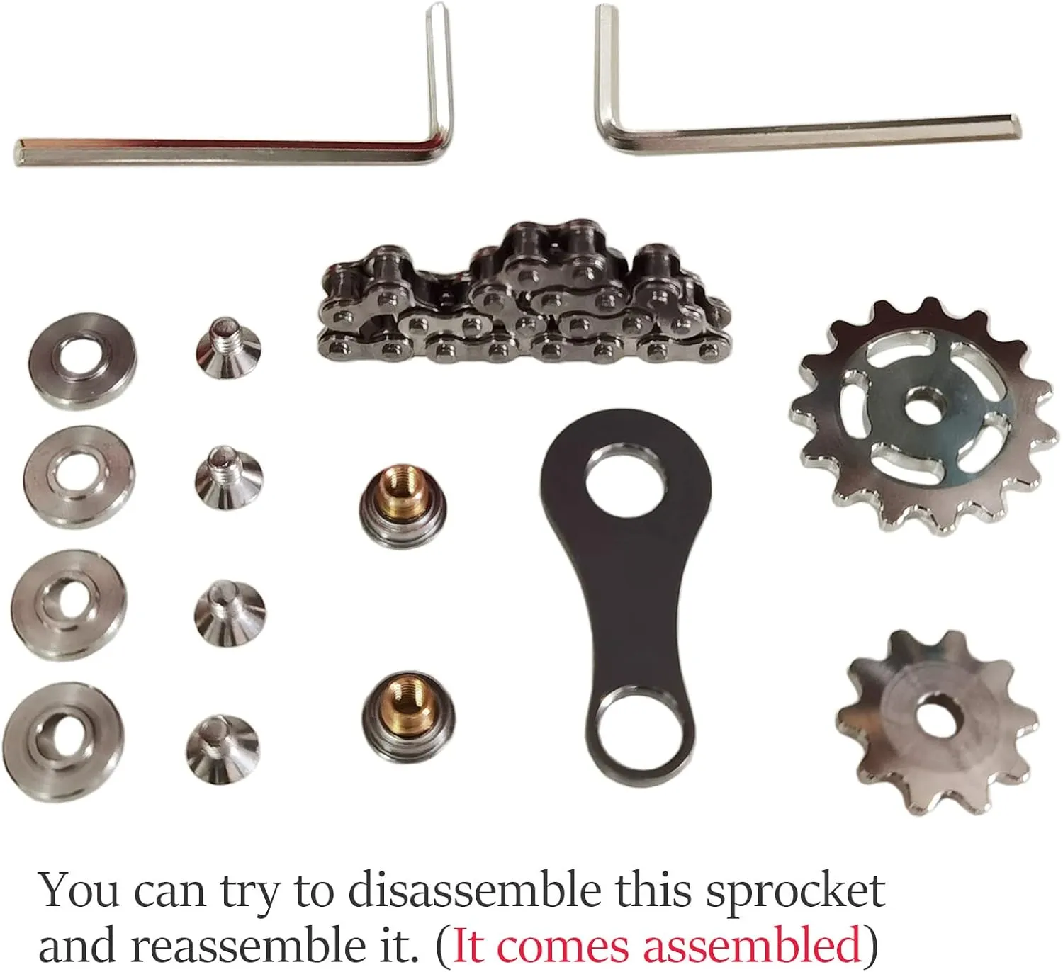 ADHD (Colorful) Sprocket Fidgets career swallow separable Chain Stainless Steel Fidget Cube Gears Linkage Bike Chain Novelty Fidget Block Kinetic Desk Toy Metal EDC Focus Meditation Break Bad Habits 