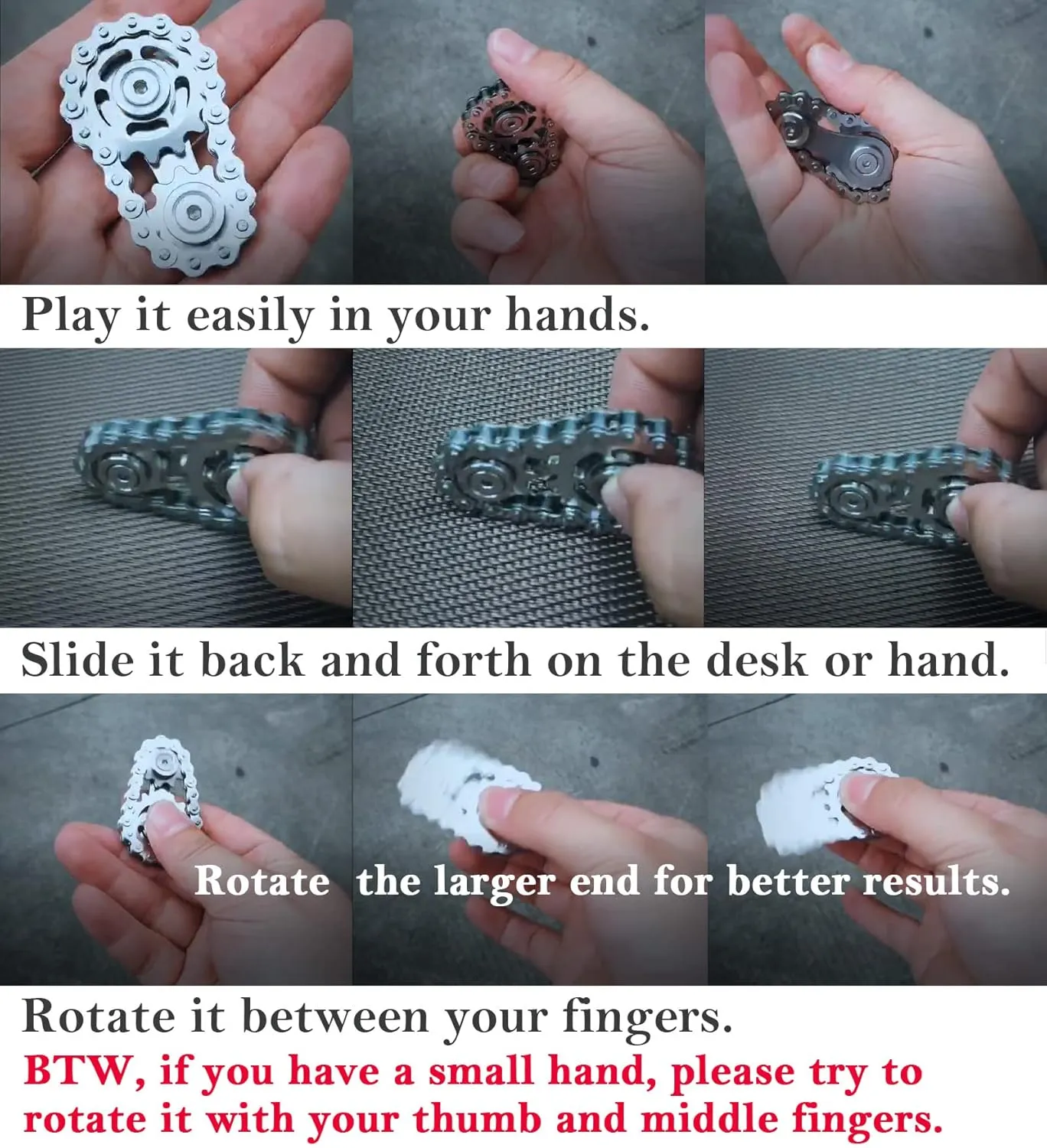 ADHD (Colorful) Sprocket Fidgets career swallow separable Chain Stainless Steel Fidget Cube Gears Linkage Bike Chain Novelty Fidget Block Kinetic Desk Toy Metal EDC Focus Meditation Break Bad Habits 