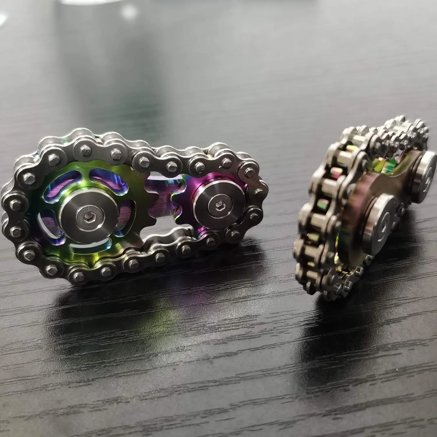 ADHD (Colorful) Sprocket Fidgets career swallow separable Chain Stainless Steel Fidget Cube Gears Linkage Bike Chain Novelty Fidget Block Kinetic Desk Toy Metal EDC Focus Meditation Break Bad Habits 