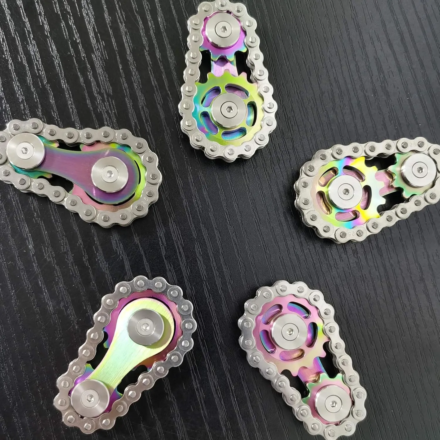 ADHD (Colorful) Sprocket Fidgets career swallow separable Chain Stainless Steel Fidget Cube Gears Linkage Bike Chain Novelty Fidget Block Kinetic Desk Toy Metal EDC Focus Meditation Break Bad Habits 