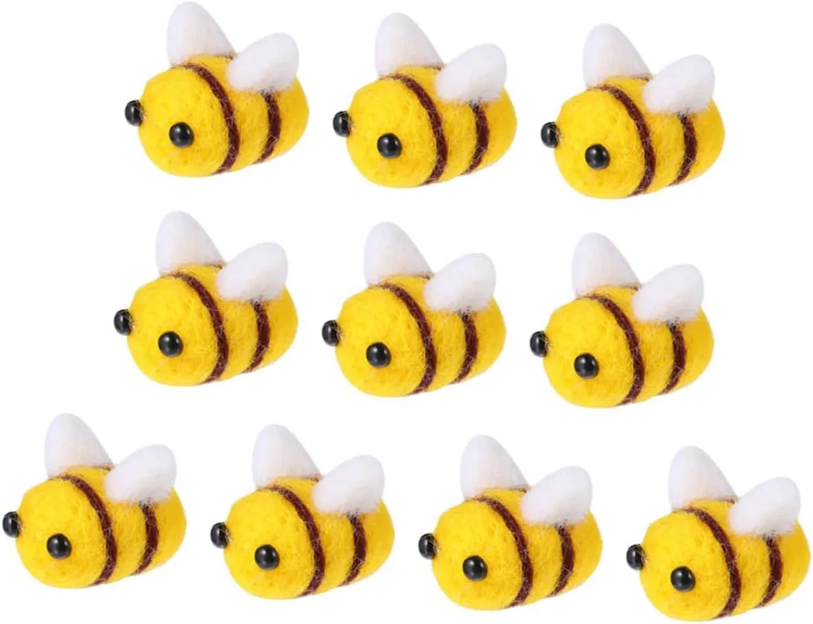 Adorable Handmade Bee Embellishments for Creative Projects DOITOOL 30pcs Wool sociology radiate Felt Bee for Crafts Costume Party Decorations 