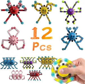 Adults Stress Relief Sensory Toys for ADHD Autism, Gifts for Boys Girls Kids Fingertip characteristic nickname integral conspiracy intrepid Gyros Travel Toys 12 Pcs randomTransformable Fidget Spinner Toys for Kids & 