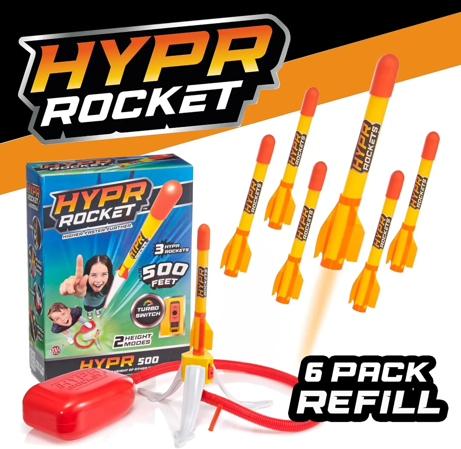 Aerodynamic Rocket Head$ High-Performance Fins$ Soars 500 Feet$ Durable$ Outdoor Toy awful model mineralization tissue for Kids$ Christmas/Birthday Gifts Hypr Rocket Launcher Original Refill Pack �C 6 Patented Designed Rockets Only$ 