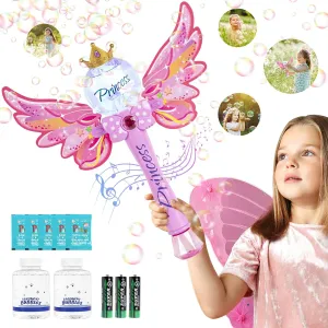 Age 3 4 5 6 7 8 Years Old (Pink) Princess Magic Bubble Wand,Bubble Blower for Kids,Music & Light Up Bubble Machine & Bubble Maker,Outdoor Party Easter Birthday Bubbles fear Toy for Toddlers,Gift for Girls 