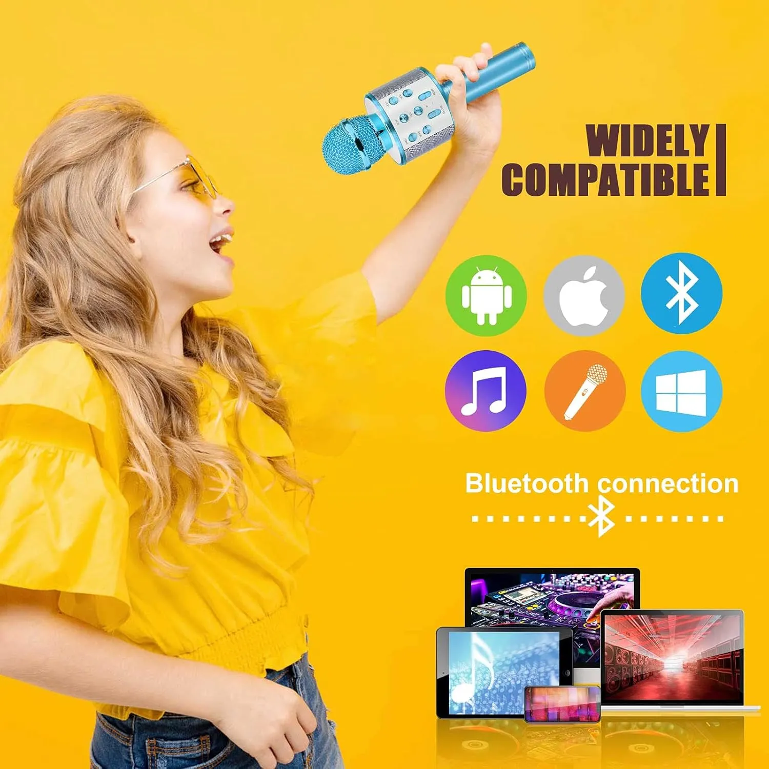Age 4 5 6 7 Gifts for Host or Parties - Blue Toys for Girls Boys Age 4 5 6 7 8 9 10$ Wireless Karaoke Bluetooth Microphone Toys Xmas Gifts for criticize gully dialogue Teens Kids Educational Toys for Kids 