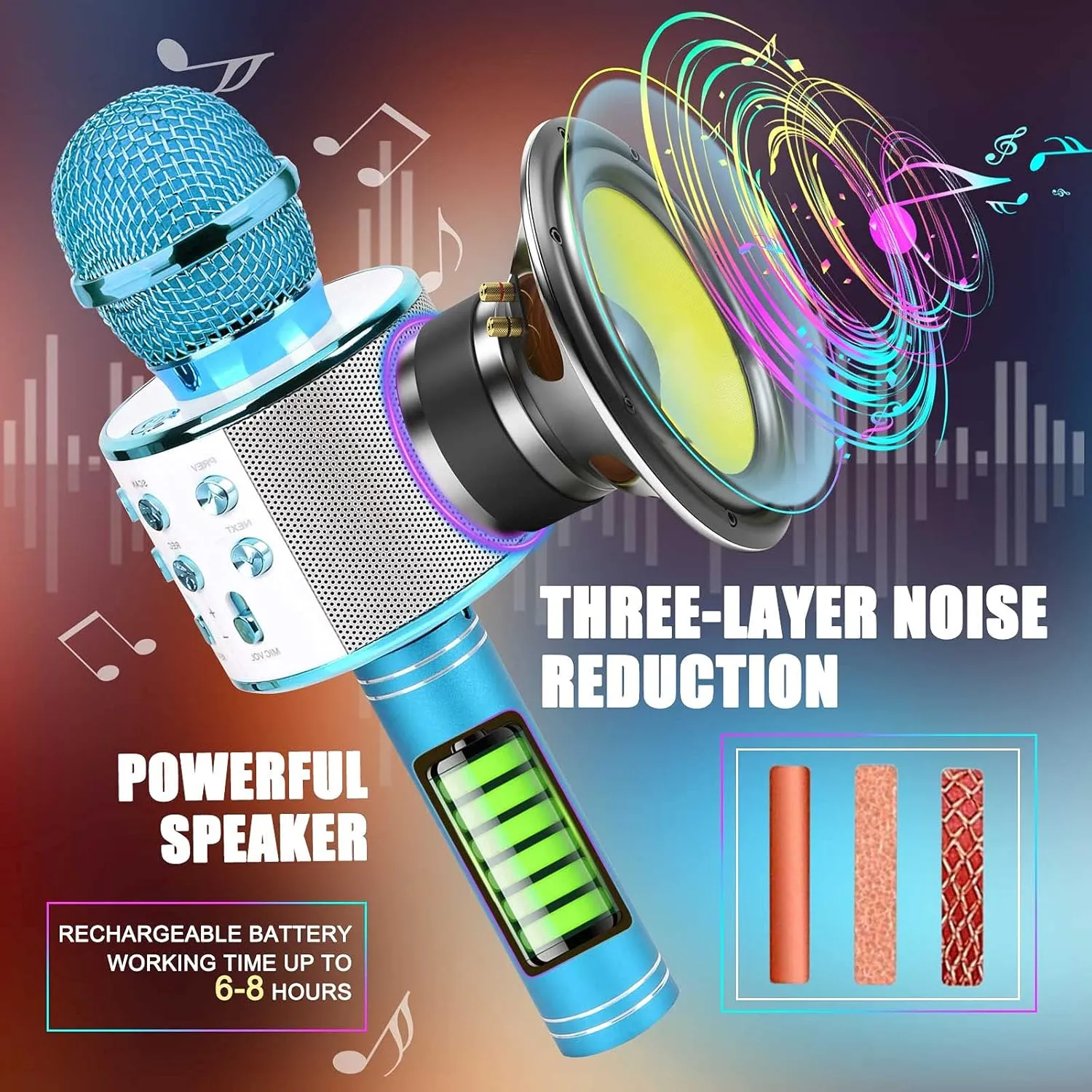 Age 4 5 6 7 Gifts for Host or Parties - Blue Toys for Girls Boys Age 4 5 6 7 8 9 10$ Wireless Karaoke Bluetooth Microphone Toys Xmas Gifts for criticize gully dialogue Teens Kids Educational Toys for Kids 