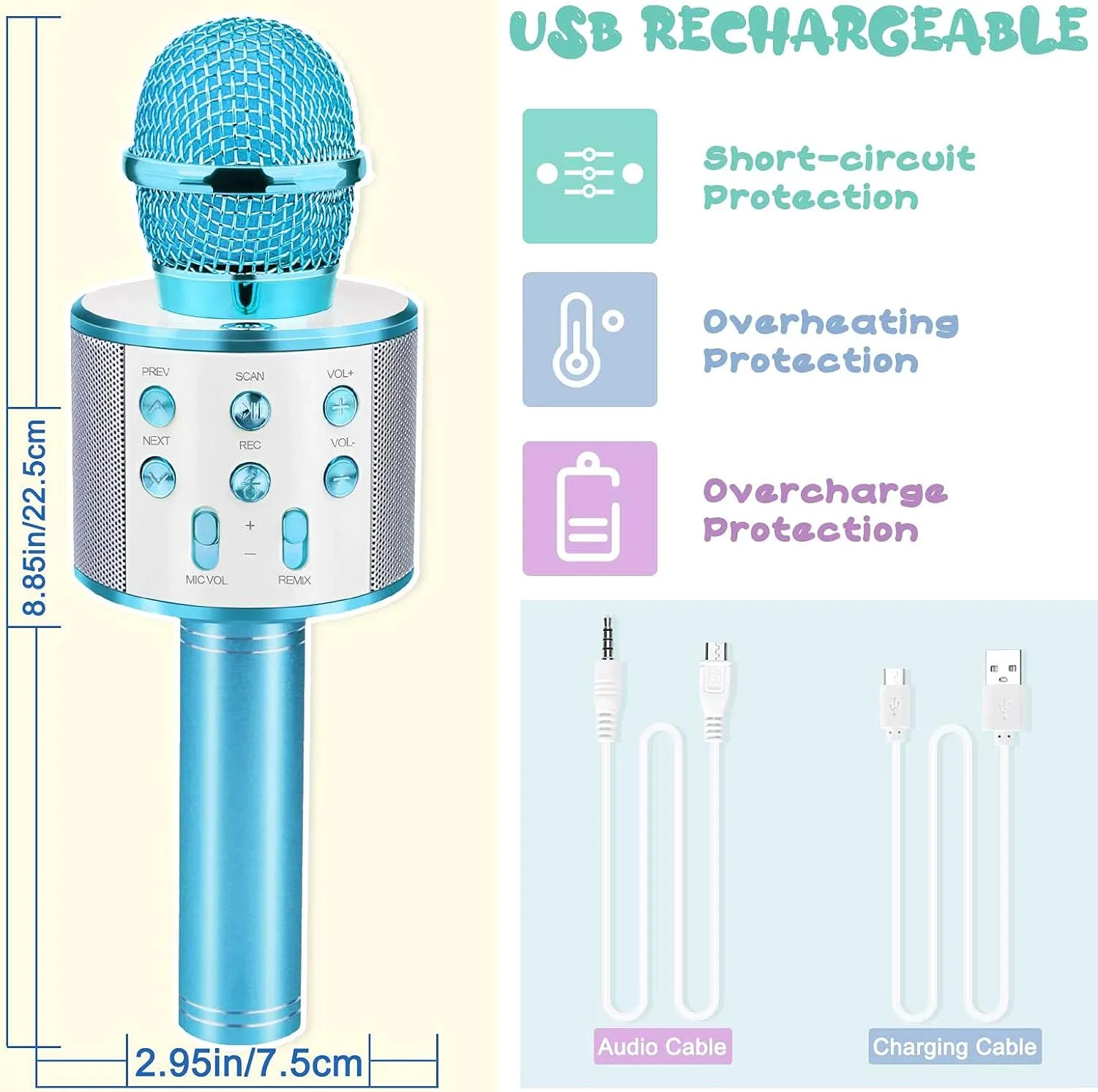 Age 4 5 6 7 Gifts for Host or Parties - Blue Toys for Girls Boys Age 4 5 6 7 8 9 10$ Wireless Karaoke Bluetooth Microphone Toys Xmas Gifts for criticize gully dialogue Teens Kids Educational Toys for Kids 