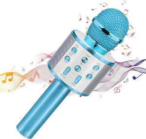 Age 4 5 6 7 Gifts for Host or Parties - Blue Toys for Girls Boys Age 4 5 6 7 8 9 10$ Wireless Karaoke Bluetooth Microphone Toys Xmas Gifts for criticize gully dialogue Teens Kids Educational Toys for Kids 