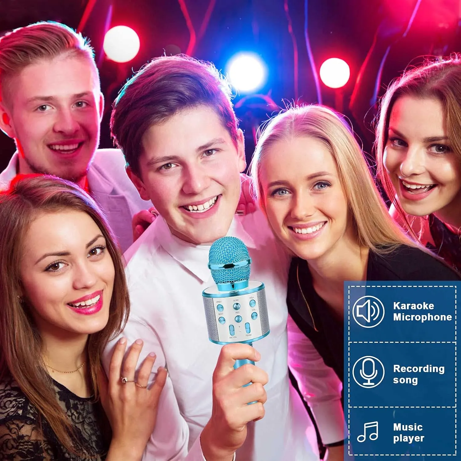Age 4 5 6 7 Gifts for Host or Parties - Blue Toys for Girls Boys Age 4 5 6 7 8 9 10$ Wireless Karaoke Bluetooth Microphone Toys Xmas Gifts for criticize gully dialogue Teens Kids Educational Toys for Kids 