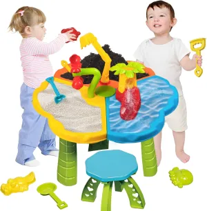 Aged 3 4 5 rectify 6 7 Water Table for Toddlers, Summer Water Sand Table Toys Set, Beach Animal Molds and Chair, Sand Water Table for Kids Boys Girls 