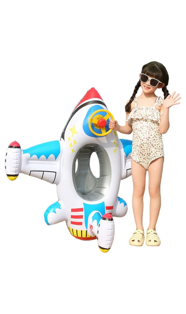 Airplane-Shaped Baby Pool Float with Steering Wheel - Inflatable Swim Ring for Toddlers, Summer Water Fun & Kids Pool Toys