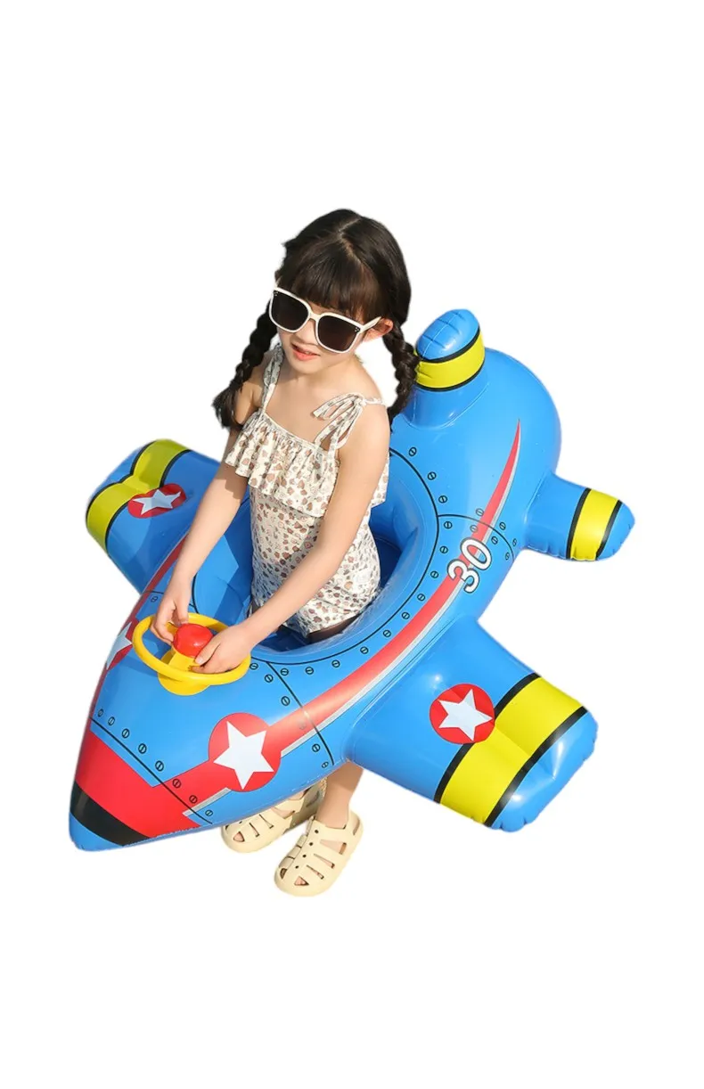 Airplane-Shaped Baby Pool Float with Steering Wheel - Inflatable Swim Ring for Toddlers, Summer Water Fun & Kids Pool Toys