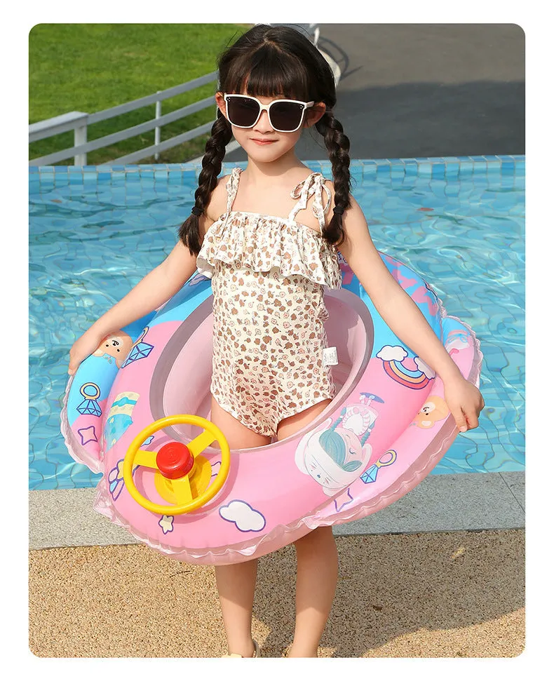 Airplane-Shaped Baby Pool Float with Steering Wheel - Inflatable Swim Ring for Toddlers, Summer Water Fun & Kids Pool Toys