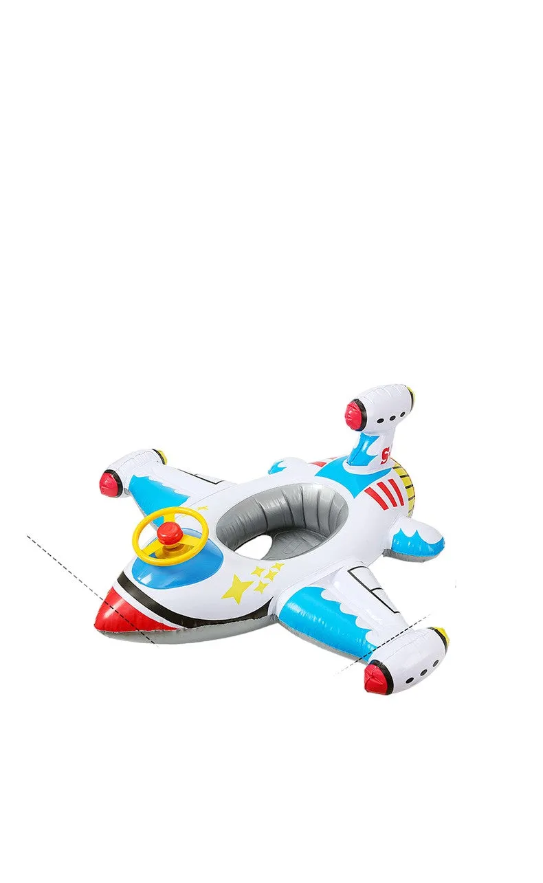 Airplane-Shaped Baby Pool Float with Steering Wheel - Inflatable Swim Ring for Toddlers, Summer Water Fun & Kids Pool Toys