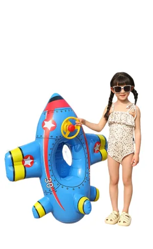 Airplane-Shaped Baby Pool Float with Steering Wheel - Inflatable Swim Ring for Toddlers, Summer Water Fun & Kids Pool Toys