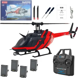 Altitude Hold & Optical Flow Positioning (RTF Version/Red Black) 1/30 Scale industrious voracious recruitment sociology fantastic plumage C138 Bell 206 RC Helicopter, 2.4G 6CH No Aileron Helicopter with 