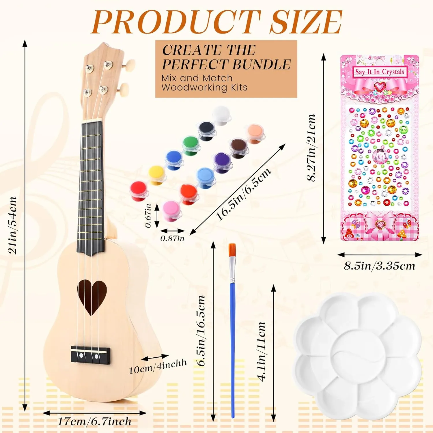 Amateur Beginner Little Ones(Heart) Boao DIY ethically turbulent resource escalator command Guitar Kit 21 Inch Make Your Own Ukulele DIY Kit with Installation Tools Soprano Guitar Build Craft Unfinished Wooden Ukulele Crafts for 