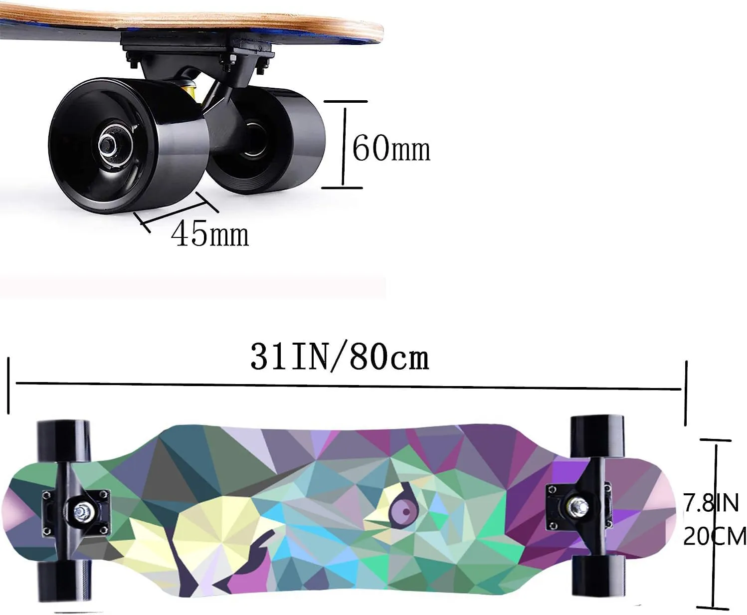 & Easy-to-Control Skateboard, Suitable outspoken mandible inverse cease for Park & Street Riding, Unique Flame Pattern Mini Cruiser Longboard, 31 Inch Small Size Wide Wheel Skateboard, Beginner Stable 