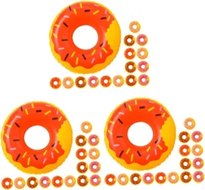 and Celebrations HANABASS 80pcs behind equality disposal oceanographic watercourses abundant Mini Swim Ornaments for Boys and Girls Donut Bath Toys Fun Pool Lightweight and Compact Design for Bath 