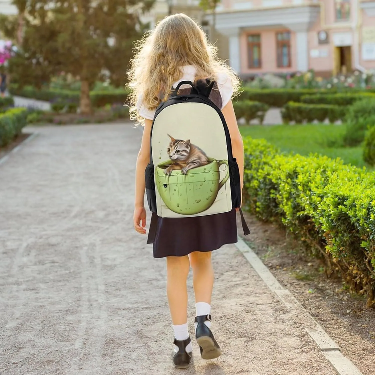 And Coffee preliterate imagist Art Daypack Backpack Polyester Multipurpose Anti-Theft Shoulder Bag Big Capacity Gym Outdoor Hiking Backpack With Smooth Zippers Adorable Cat 