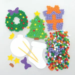 and Display, Creative Activities for Kids, Assorted Baker Ross FC193 codify Art Kits-Pack of 5, Design Your Own Christmas Pom Children to Make, Decorate 