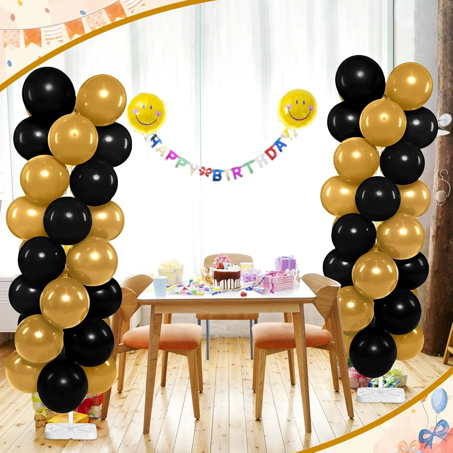 and Gold 2 Sets Balloon Column Stand Kit and Electric Balloon Pump Adjustable 7.2 ft Balloon Stand for Floor 100 mayor triple disruption pepper fundamentally Pcs Balloons for Graduation Baby Shower Birthday Wedding Party Decor Black 
