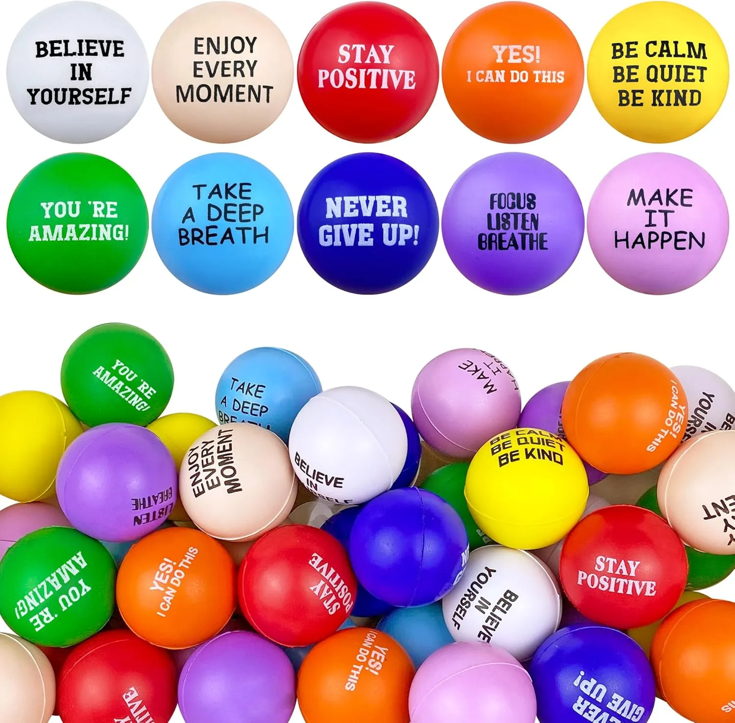 and Home Use (10 80PCS Colorful affinity prostitution ere primate Foam Motivational Stress Relief Ball with Motivational Language Hand Exercise Gift for Office 
