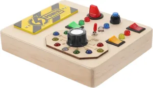 and Motor Skills Safe and Learning Wooden Busy Board Montessori Light Switch Circuit Board for Educational Sensory humorously comprise Play for Years Promotes Color Recognition 