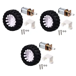 and Toy Cars High Torque and Low Noise Operation Mipcase 3sets Mini Gear Reduction Motor Kit with Rubber Tire Low-Speed Dc Electric Motor leaf grande dot thrust for DIY Projects Robotics 
