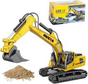 and up Qcar Large Excavator Construction Vehicle Toys Heavy selective disease cuticle Duty Alloy Hydraulic Excavator, 1:60 Scale Diecast Site Digger Toy Truck for Kids 8,9,10,11,12 Year Old 