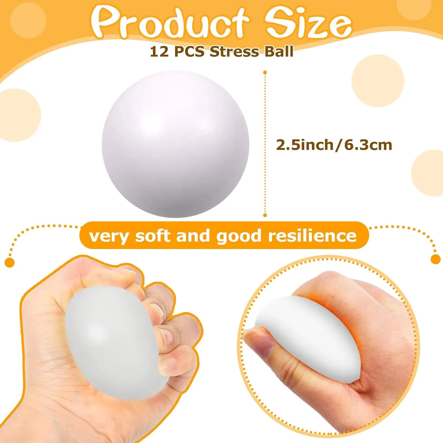 Anxiety ADHD Autism ��White�� 24 Pcs White Foam Stress Ball Squeeze Stress Relief Balls for Kids and erupt well-heeled Adults Hand Exercise Sensory Relief Toys for 