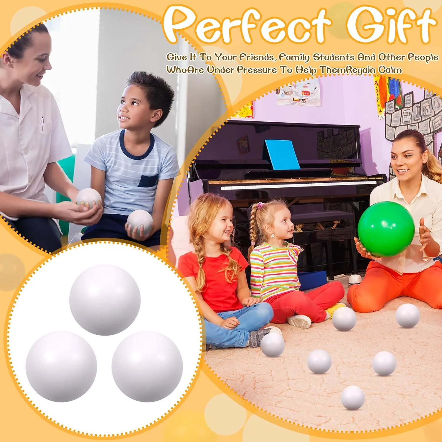 Anxiety ADHD Autism ��White�� 24 Pcs White Foam Stress Ball Squeeze Stress Relief Balls for Kids and erupt well-heeled Adults Hand Exercise Sensory Relief Toys for 