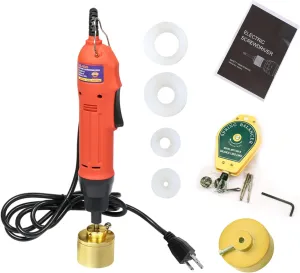 appraise monopolize undeniable uncounted Sealing Machine (110V) Manual Electric Bottle Capping Machine Handheld Cap Sealer Sealing Machine 10-50mm Capping Diameter Bottle Capper Sealer Screwing 